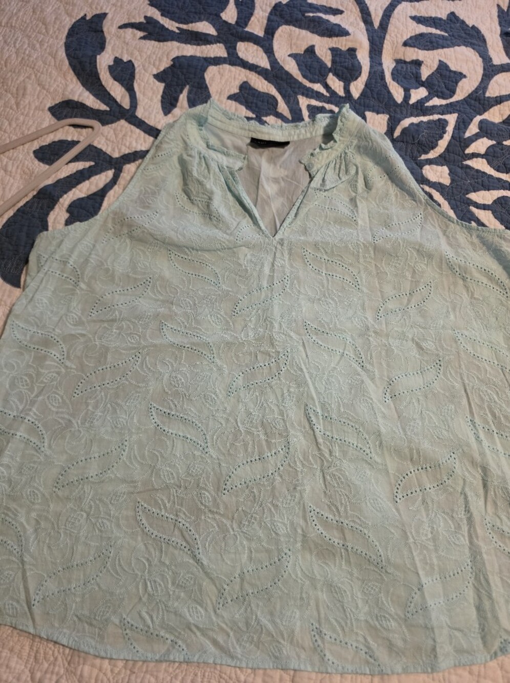 Lane Bryant Light Aqua Blue Eyelet Shell Top